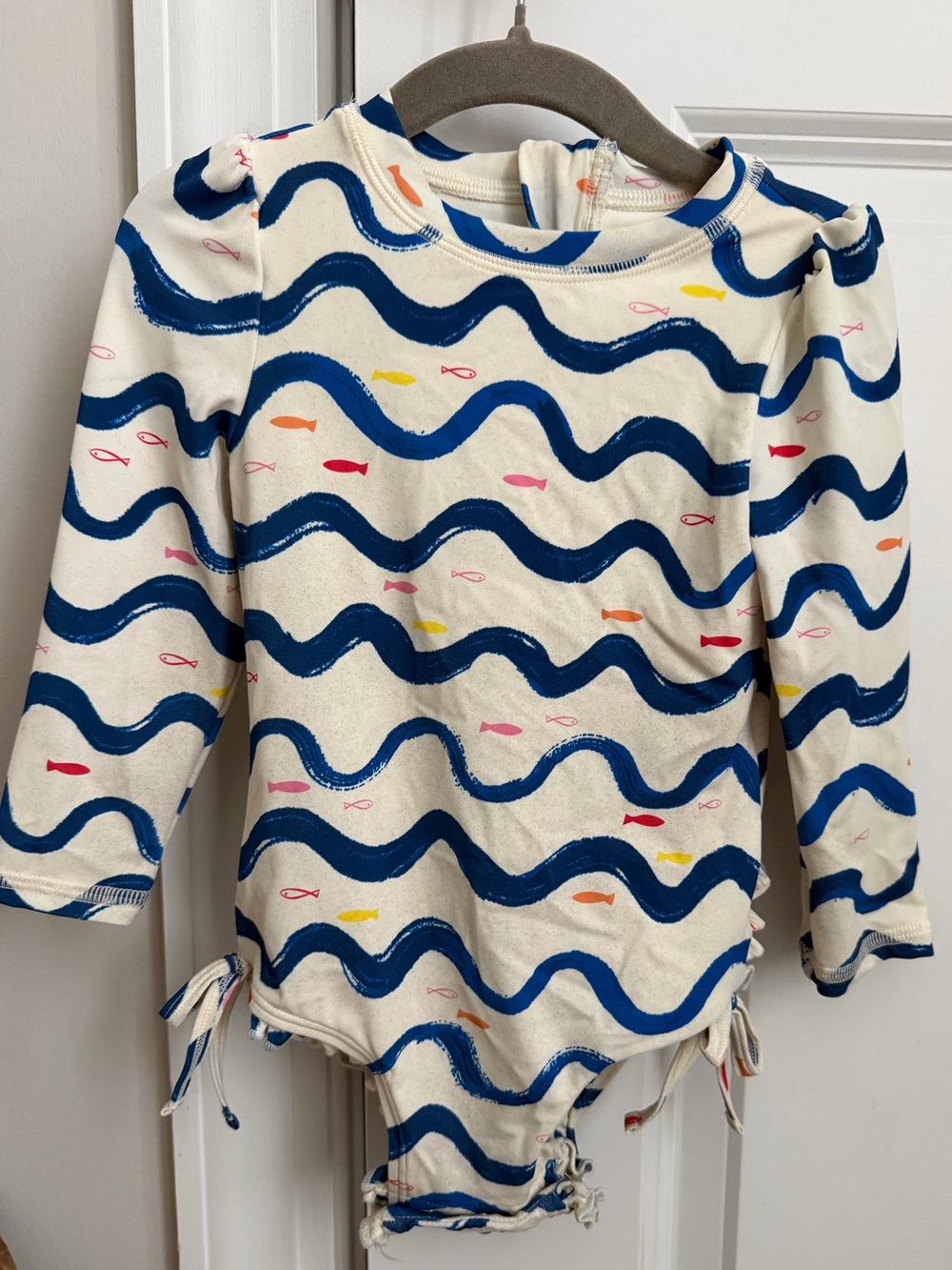 Quince Long Sleeve tie One-piece swimsuit - size 2T